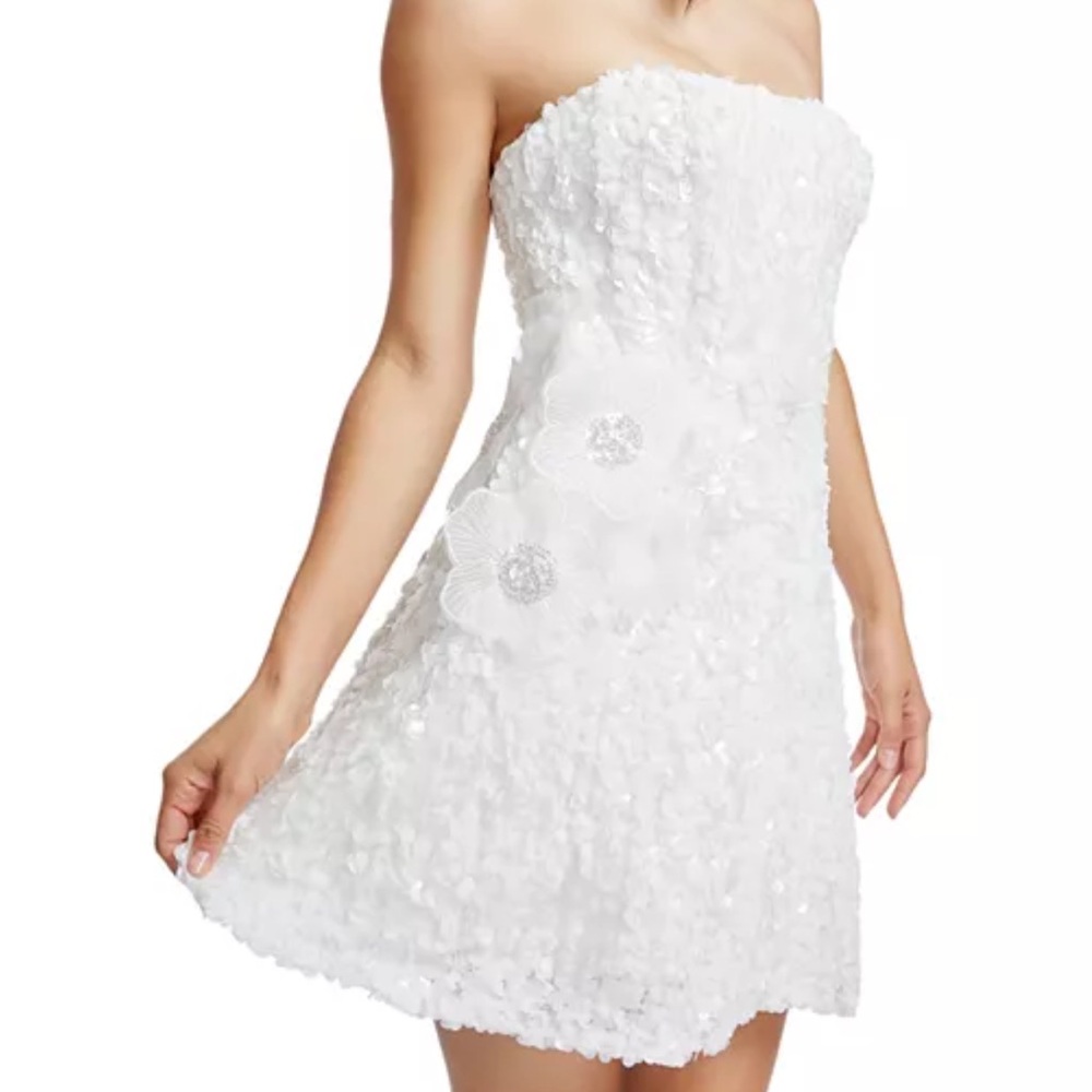 Dress the Population Strapless White Floral Dress